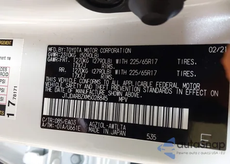 2021 Lexus Nx 300 from USA, damaged, VIN JTJDARBZXM5028845